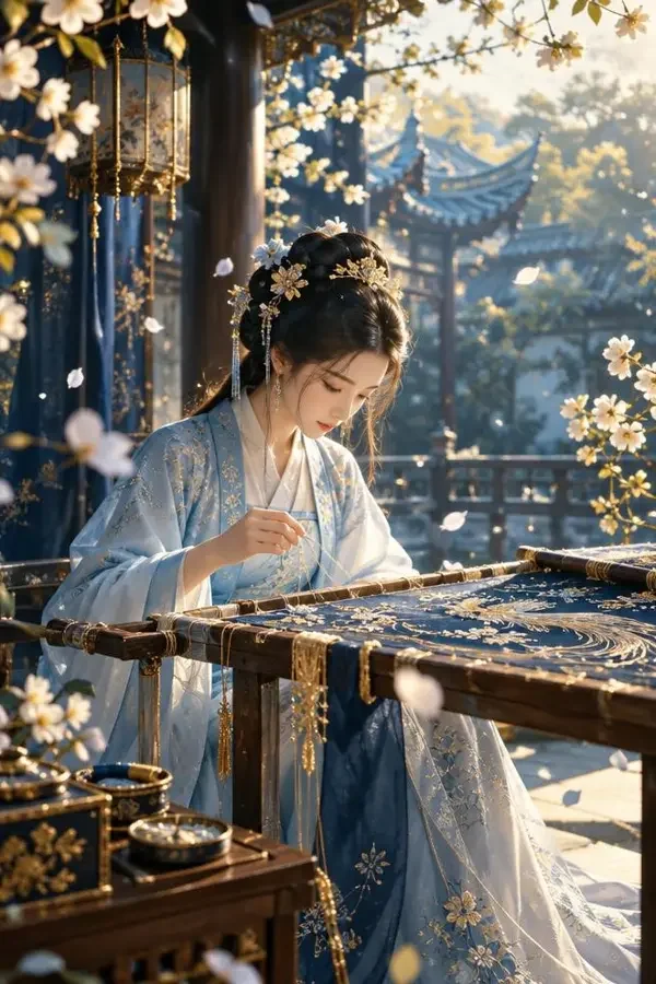 黄豆短剧《云上绣娘》古装题材竖版海报